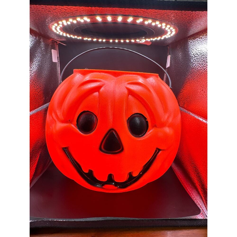 Vintage Jack-o-Lantern Blow Mold Trick-or-Treating Bucket, Retro Halloween Decor
